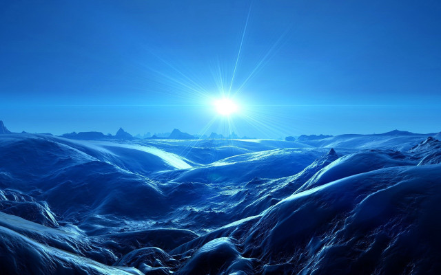 Bright sun snowy mountains blue free wallpaper for desktop - medium preview image