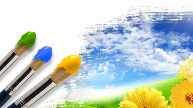 Paintbrushes flower sky ocean beach free wallpaper for desktop - medium preview image