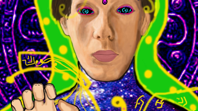 Metaphysical digital portrait green purple free wallpaper for desktop - medium preview image