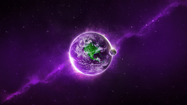 Purple green planet green star free wallpaper for desktop - medium preview image