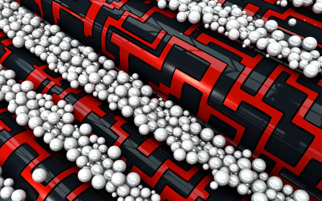 Red black background white balls free wallpaper for desktop - medium preview image
