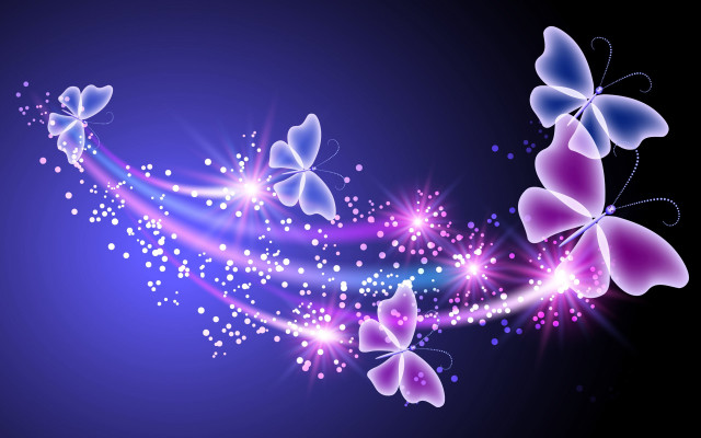 Purple butterflies starry sky blue free wallpaper for desktop - medium preview image