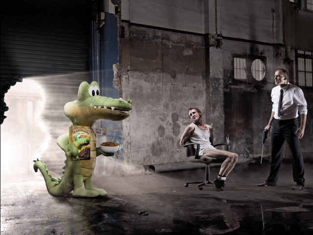 Man sitting alligator standing storybook free wallpaper for desktop - medium preview image