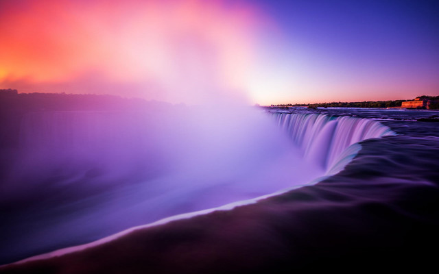 Waterfall rainbow sky mountains city free wallpaper for desktop - medium preview image