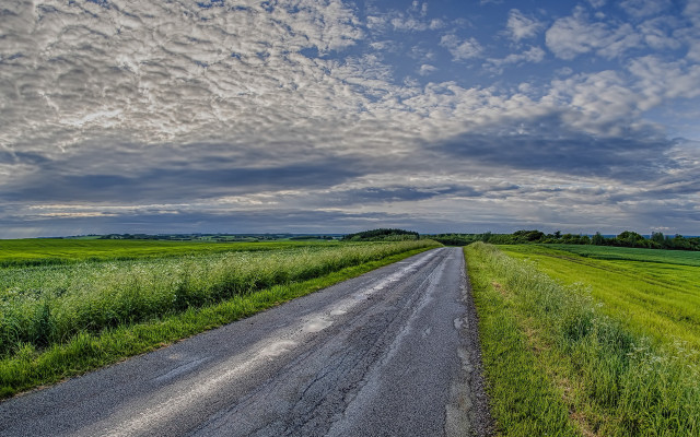 Dirt road green field cloudy #2 free wallpaper for desktop - medium preview image