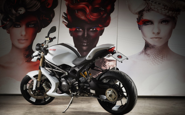 White motorcycle wall woman neoclassicism free wallpaper for desktop - medium preview image