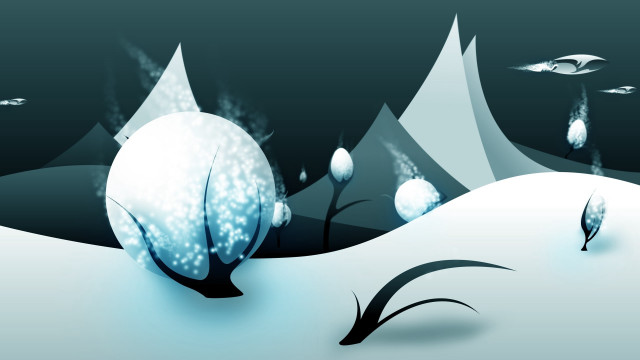Snowy landscape trees moon night free wallpaper for desktop - medium preview image