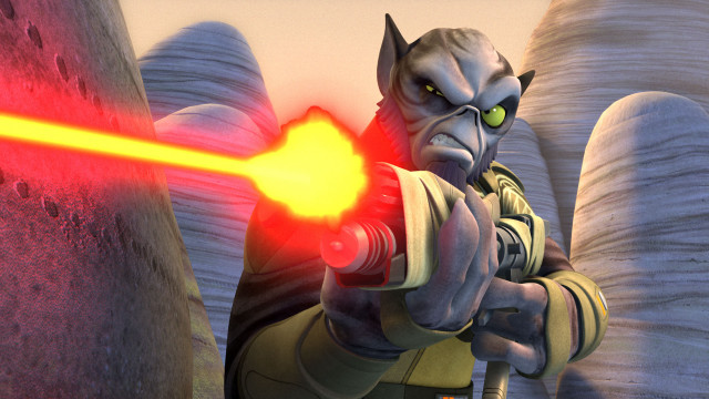 Cartoon character red lightsaber yellow free wallpaper for desktop - medium preview image