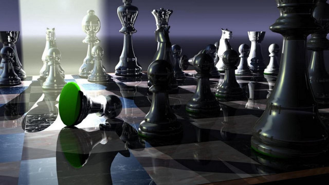 Large chessboard green pawn raytraced free wallpaper for desktop - medium preview image