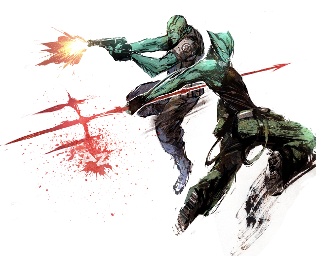 Man green suit gun aiming free wallpaper for desktop - medium preview image