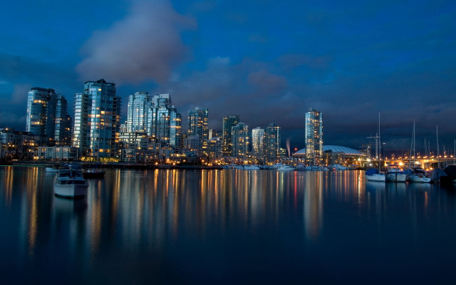 Vancouver night cityscape bridge ferris free wallpaper for desktop - medium preview image