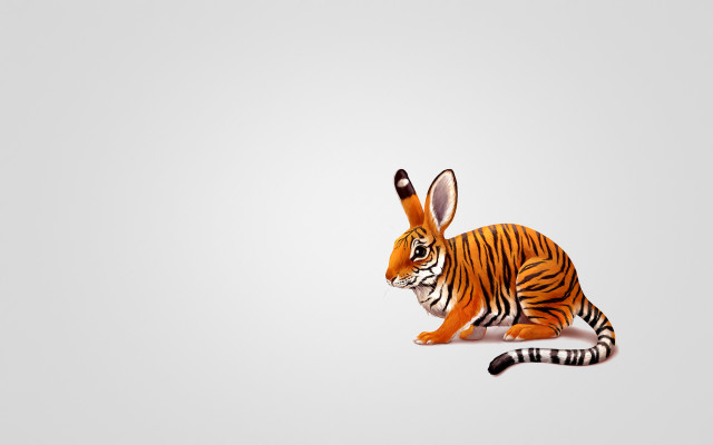 Stuffed tiger furry hyperrealistic illustration free wallpaper for desktop - medium preview image
