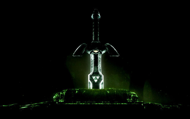 Sword lit green light dark free wallpaper for desktop - medium preview image