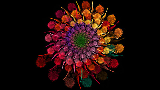 Colorful flower circular green red free wallpaper for desktop - medium preview image