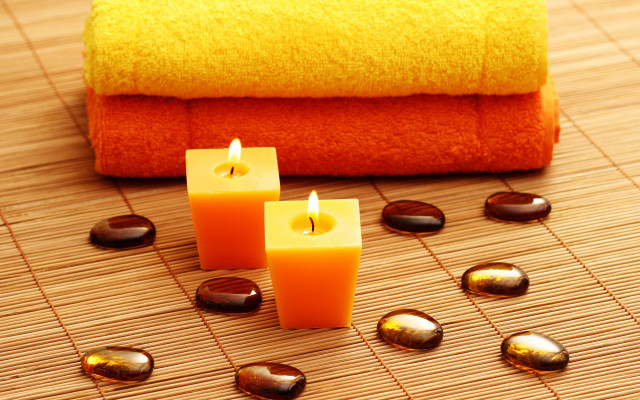 Towel candles bamboo mat stones #2 free wallpaper for desktop - medium preview image