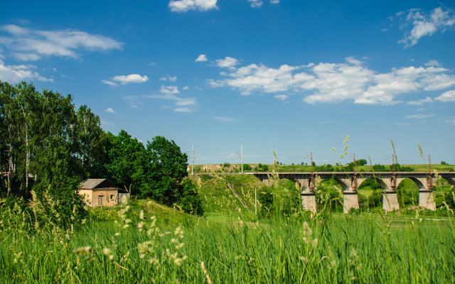 Bridge river building trees sky #2 free wallpaper for desktop - medium preview image