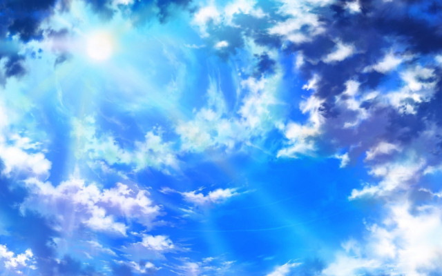 Blue sky clouds sun plane free wallpaper for desktop - medium preview image