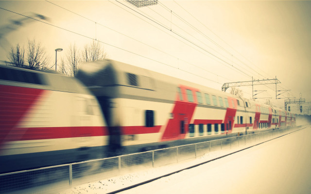 Snow train motion blur tilt free wallpaper for desktop - medium preview image