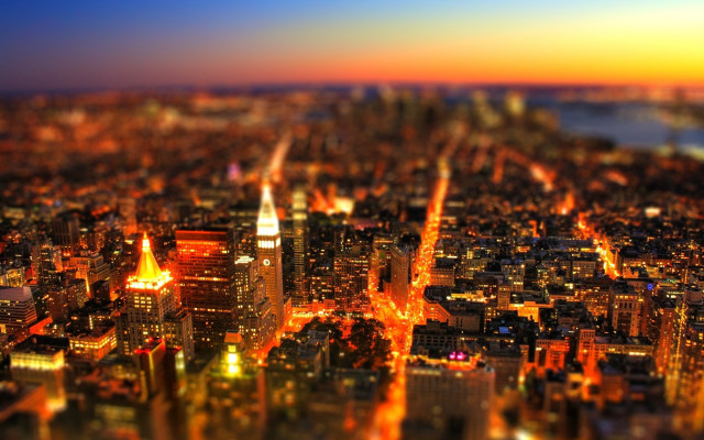 City night orange glow water free wallpaper for desktop - medium preview image