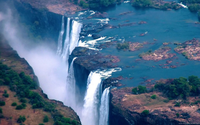 Large waterfall forest scenery water free wallpaper for desktop - medium preview image