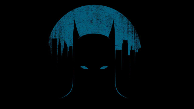 Batman logo city background blue free wallpaper for desktop - medium preview image