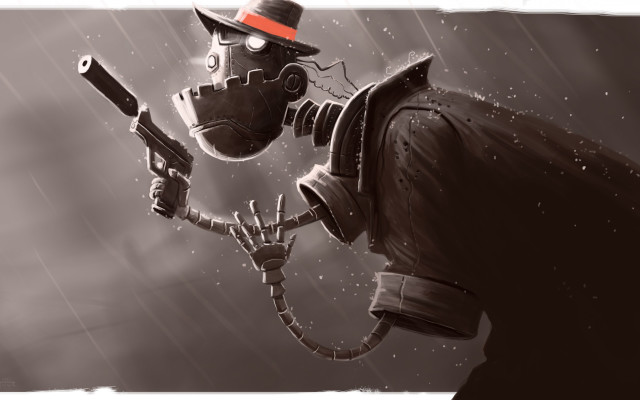 Man gas mask rain red free wallpaper for desktop - medium preview image