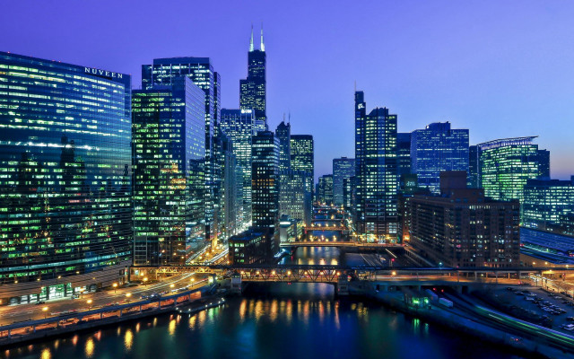 City skyline bridge river night #14 free wallpaper for desktop - medium preview image