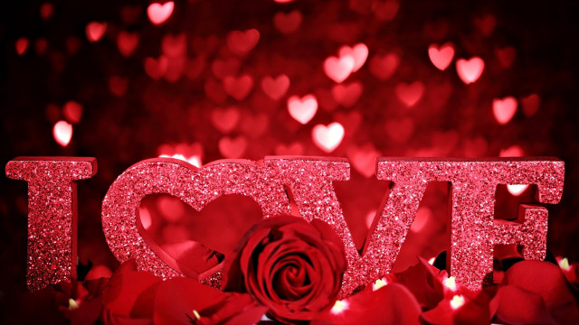 Red rose love sign hearts free wallpaper for desktop - medium preview image