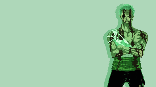 Green haired muscular man holding free wallpaper for desktop - medium preview image