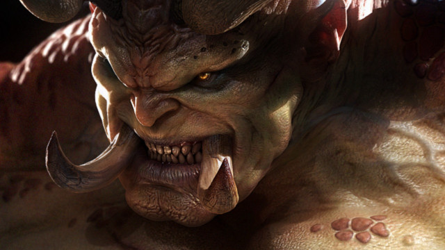 Demon horns fangs grin blood free wallpaper for desktop - medium preview image