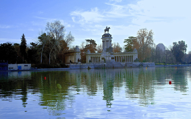 Statue lake redbuoy building magicrealism free wallpaper for desktop - medium preview image