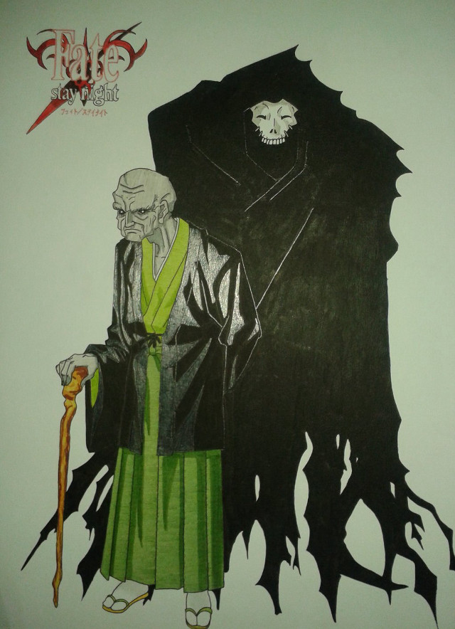 Man robe skull cane drawing free wallpaper for mobile - medium preview image