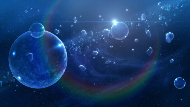 Bubbles rainbow space hologram astronaut free wallpaper for desktop - medium preview image