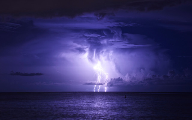 Purple storm ocean boat person free wallpaper for desktop - medium preview image