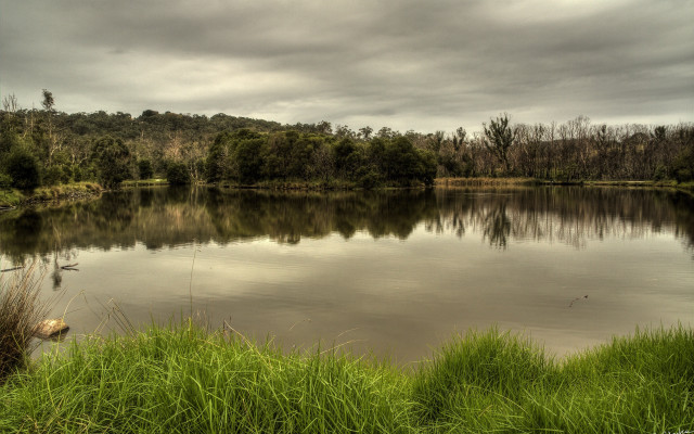 Lake green forest cloudy sky #2 free wallpaper for desktop - medium preview image