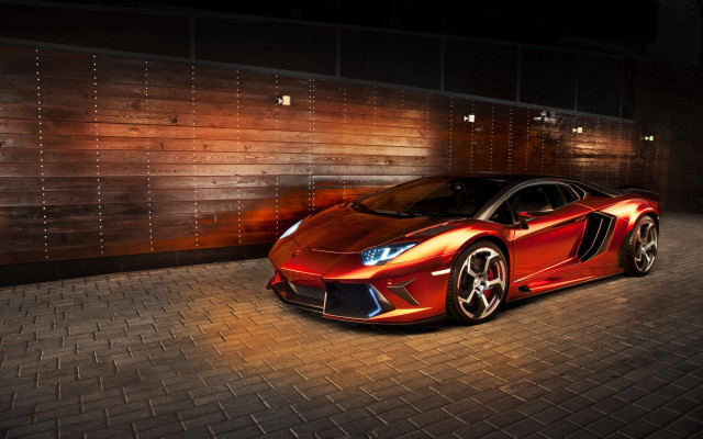 Red sports car garage night #4 free wallpaper for desktop - medium preview image
