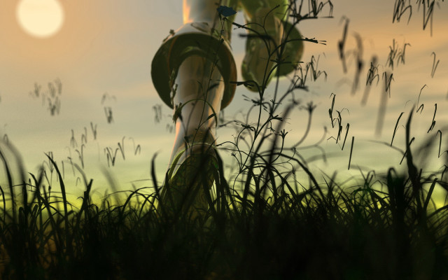 Bamboo forest sunset sky moon free wallpaper for desktop - medium preview image