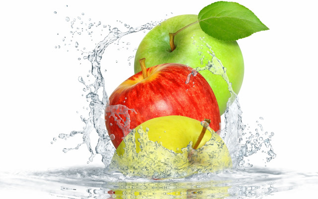 Green apple red apple water #2 free wallpaper for desktop - medium preview image