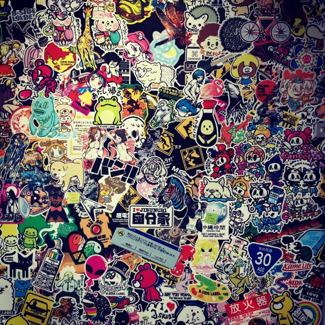Stickers pile wall side arrangement free wallpaper for tablet - medium preview image