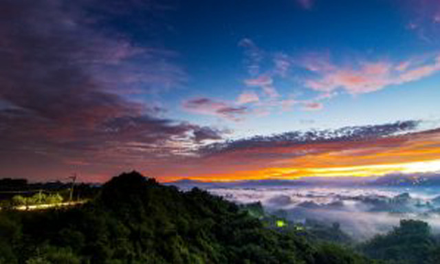 Sunset mountain clouds city lights free wallpaper for desktop - medium preview image