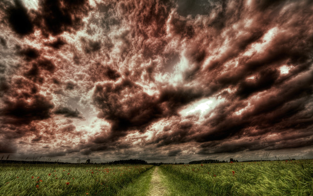 Dirt road field cloudy sky #4 free wallpaper for desktop - medium preview image