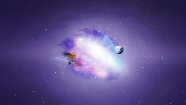 Galaxy planets smoke dust blue free wallpaper for desktop - medium preview image
