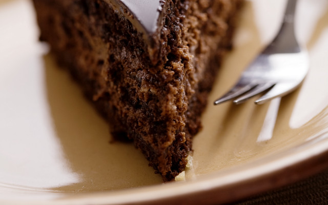 Chocolate cake plate fork knife free wallpaper for desktop - medium preview image