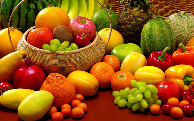 Basket fruit vegetables stilllife arcimboldo free wallpaper for desktop - medium preview image