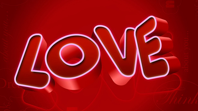 Red love neon 3d video free wallpaper for desktop - medium preview image