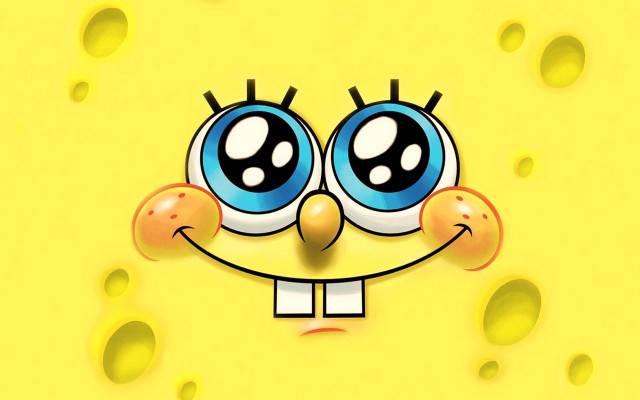Cartoon big eyes smile yellow free wallpaper for desktop - medium preview image