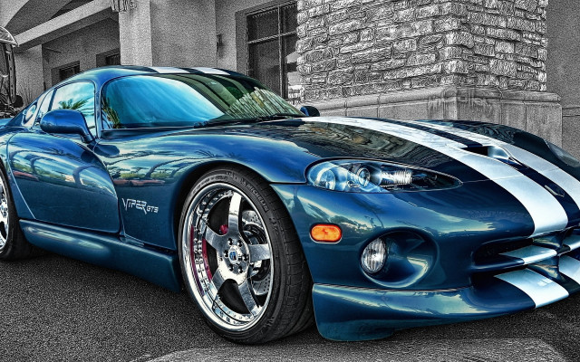 Blue sports car brick wall #4 free wallpaper for desktop - medium preview image