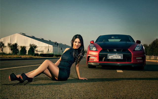 Woman dress laying car barn free wallpaper for desktop - medium preview image