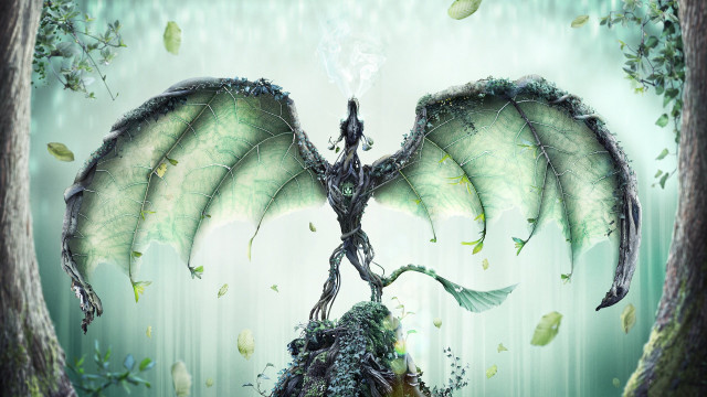 Dragon wings man hill tree free wallpaper for desktop - medium preview image