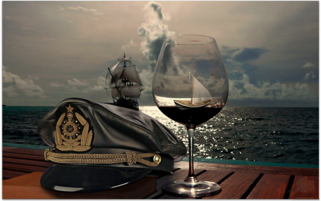 Ocean sunset ship dock beach free wallpaper for desktop - medium preview image